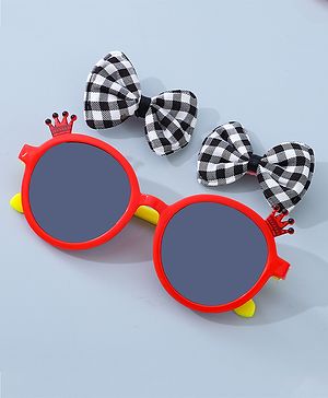 Babyhug Sunglasses with Bow Clips - Red and Black