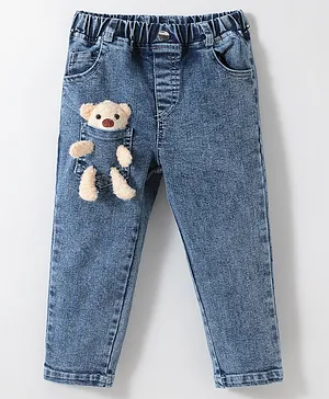 Distressed-Washed Denim Joggers