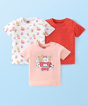 Babyhug 100% Cotton Knit Half Sleeves T-Shirt with Kitten Graphics Pack Of 3 - Multicolor