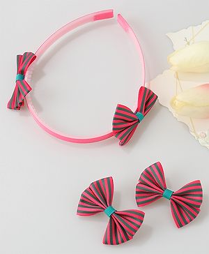 Babyhug Free Size Hair Accessories Combo Set Set of 3 Bow Applique  -  Pink