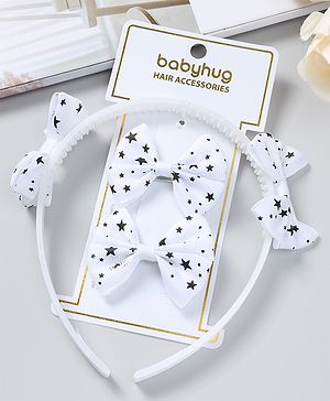 Babyhug Free Size Hair Accessories Combo Set Set of 3 Bow Applique  - White