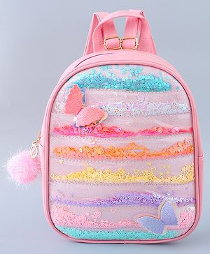Babyhug Fashion Backpack with Butterlfly Applique - Pink