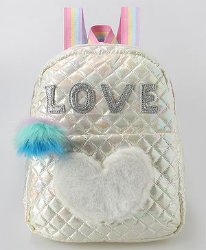 Pine Kids Fashion Backpack with Colourful Straps  Free Size - Silver