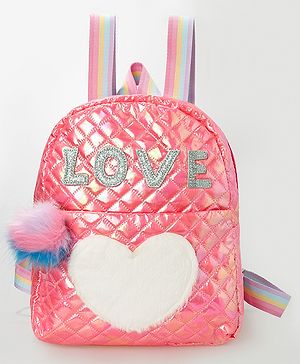 Pine Kids Fashion Backpack with Colourful Straps  Free Size - Pink