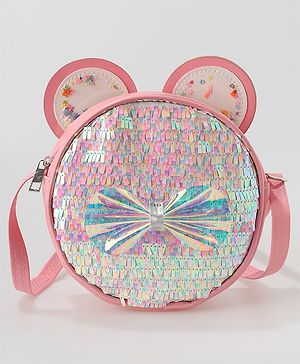Babyhug Sling Bag with Bow Applique - Dark Pink