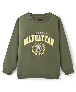 Pine Kids Full Sleeves Round Neck Printed Sweatshirt - Olive