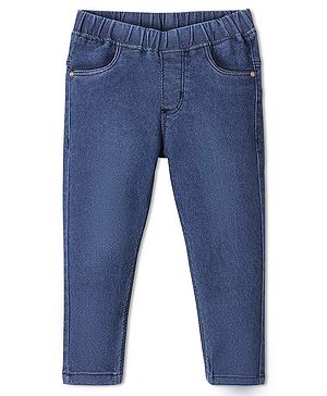 Babyhug Denim Full Length With Stretch Jegging Solid Colour - Dark Blue