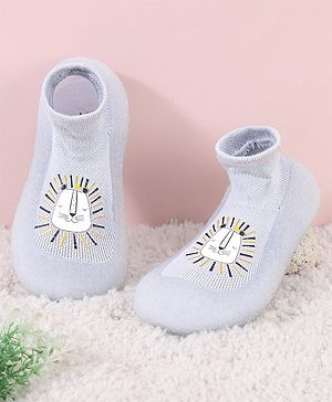 Cute Walk by Babyhug Slip On Sock Shoes Teddy Design- Blue