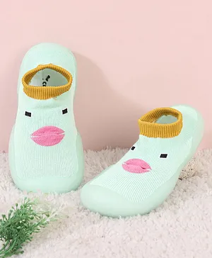 Cute Walk by Babyhug Sock Shoes Animal Design- Green