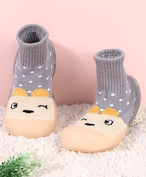 Cute Walk by Babyhug Animal Design Socks Shoe - Grey
