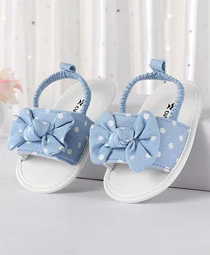 Cute Walk by Babyhug Bow Applique Booties with Back Strap - Blue