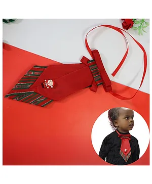 Kamule Christmas Theme Santa Applique Detailed Tie - Red & Green