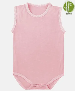 Softsens baby Sleeveless Solid Soft Bamboo Onesie - Pink