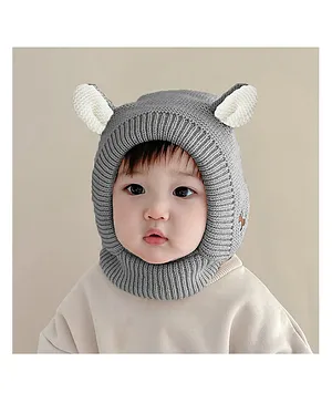 SYGA Winter Warm Ear Protection Knitted Woollen Cap Grey - Diameter 12cm