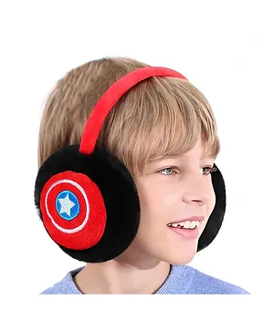 SYGA Children's Earmuffs Black Captain America Design Plush Warm Earmuffs Free Size