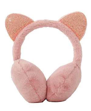 SYGA Children's Cute Skin Powder Kitty Design Warm Earmuffs for Cold Protection Hot Warm Glitter Sequined Free Size