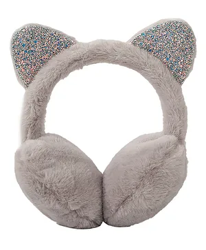 SYGA Children's Cute Grey Kitty Design Warm Earmuffs for Cold Protection Hot Warm Glitter Sequined Free Size