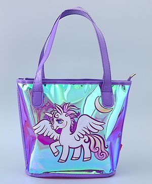Babyhug Sling Bag with Unicorn Design - Dark Purple