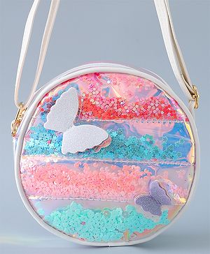 Babyhug Transparent Sling Bag Butterfly Applique - Silver