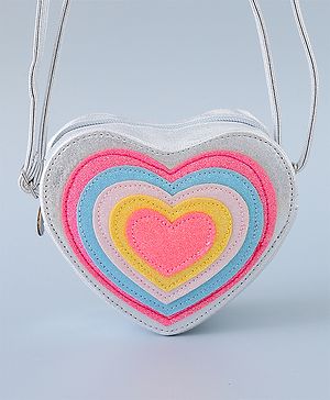 Pine Kids Heart Shape Sling Bag - Silver