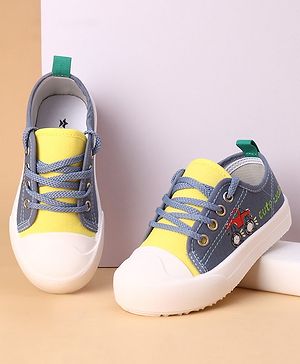 Cute Walk by Babyhug Laced Up Casual Shoes Truck Print - Blue