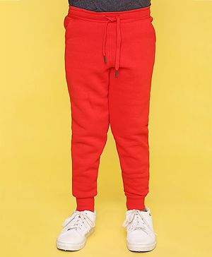 Knitting Doodles Solid & Warm Fleece Jogger Style Track Pant - Red