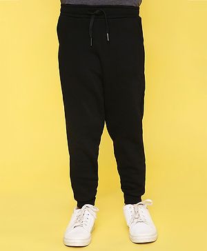 Knitting Doodles Solid & Warm Fleece Jogger Style Track Pant - Black