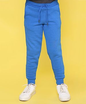 Knitting Doodles Solid & Warm Fleece Jogger Style Track Pant - Blue