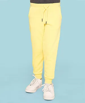 Knitting Doodles Solid & Warm Fleece Jogger Style Track Pant - Yellow