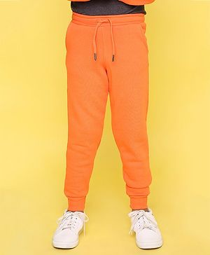 Knitting Doodles Solid & Warm Fleece Jogger Style Track Pant - Orange