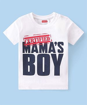 Babyhug 100% Cotton Knit Half Sleeves T-Shirt With Text  Graphics- White