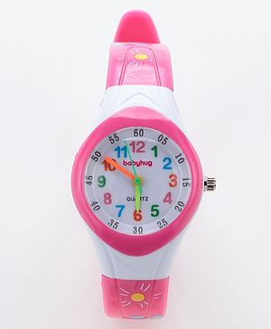 Babyhug Free Size Analog Watch with Floral Print  -  Pink