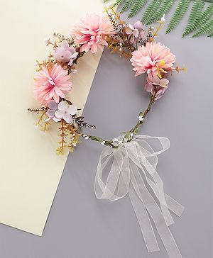 Pine Kids Free Size Tiara with Flower Applique - Peach