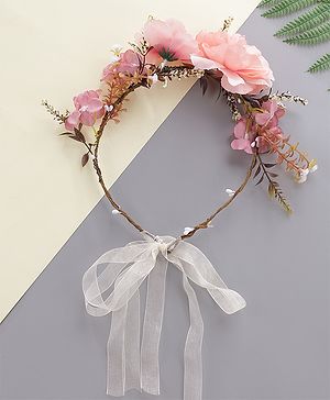 Pine Kids Free Size Tiara with Flower Applique - Pink