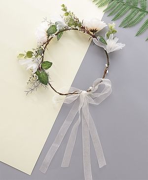 Pine Kids Free Size Tiara with Flower Applique - Off White