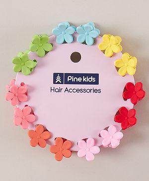 Pine Kids Free Size Floral Design Hair Clips Pack of 14 - Multicolour