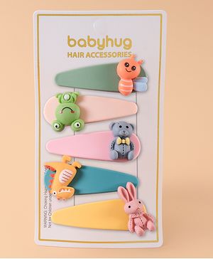Babyhug Snap Clips Animal Design Pack of 5 - Multicolour