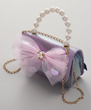 Pine Kids Sling Bag with Bow Applique  - Purple