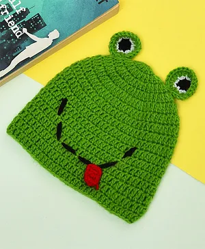 MAGIC Cute Frog Hat Winter Children Hat Plus Fleece Kids Caps Hat for Girls  Boys Scarf Thicken Cap Photography Baby Stuff (Green)