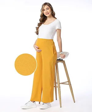 Bella Mama Full Length High Coverage Rib Knit Pant - Mustard