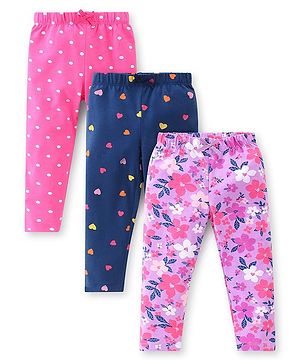 Babyhug Cotton Lycra Knit Full Length Leggings With Strech Floral Print Pack of 3 - Multicolor Babyhug Cotton Lycra Knit Full Length Leggings With Strech Floral Print Pack of 3 - Multicolor