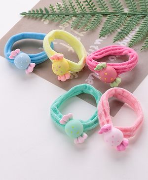 Babyhug Rubber Bands & Scrunchies Sets Candy Applique Pack of 5 - Multicolour