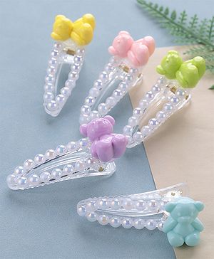 Babyhug Snap Clips Teddy Design Pack of 5 - Multicolour