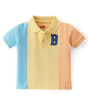 Babyhug Cotton Half Sleeves Cut & Sew Polo T-Shirt With Embroidery Detailing - Multicolor
