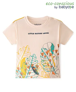 Babyoye Interlock Cotton Half Sleeves Tropical Printed T-Shirt - Pink