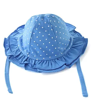 Babyhug 100% Cotton Baby Cap With Polka Dots Print - Blue