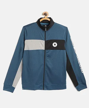 Converse Full Sleeves Placement Brand Name Printed Colour Block Detailed  Track Jacket - Blue