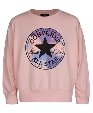 Converse Full Sleeves Placement Brand Name Printed Sweatshirt - Pink