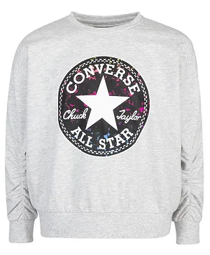 Converse Full Sleeves Placement Brand Name Printed Sweatshirt - Grey