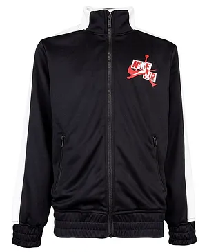 Jordan Full Sleeves  Jumpman & Nike Air Text Printed  Classics Track Jacket Sweatshirt -  Black